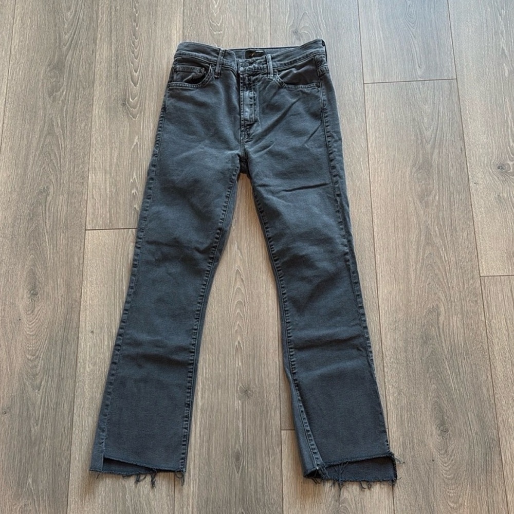 Mother Faded Black Crop Step Fray Jeans Size 25